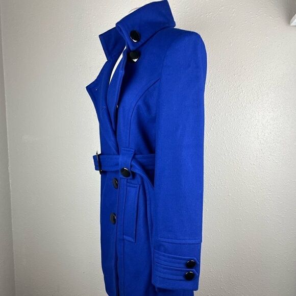 Giacca Blue Wool Blend Pea Coat Size S EUC - Picture 3 of 9